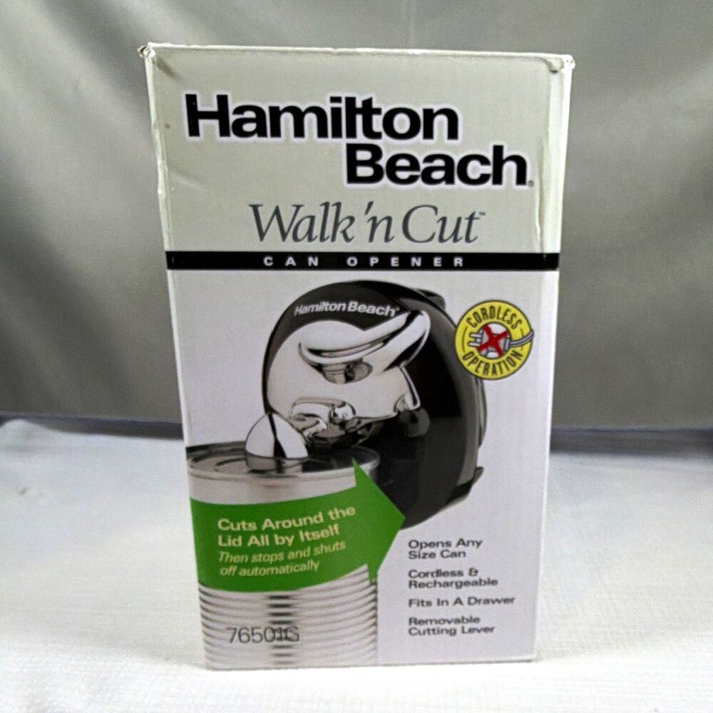 Hamilton Beach Walk 'n Cut Cordless Rechargeable Electric Can Opener Black 76501